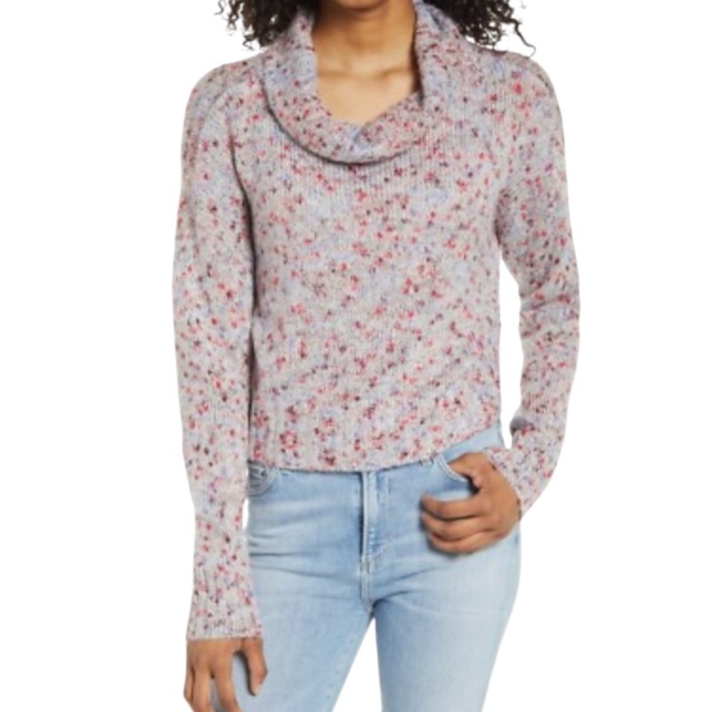 BP Slouchy Cowl neck Sweater Light Purple Speckled Womens Large NWT